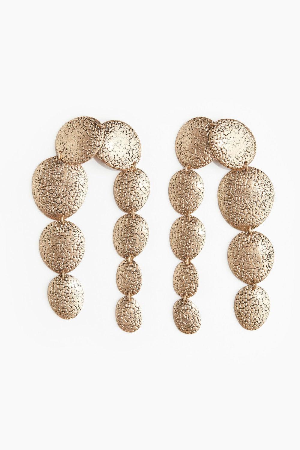 H&M Chic Grainy Metal-Disc Pendant Earrings - Image 1