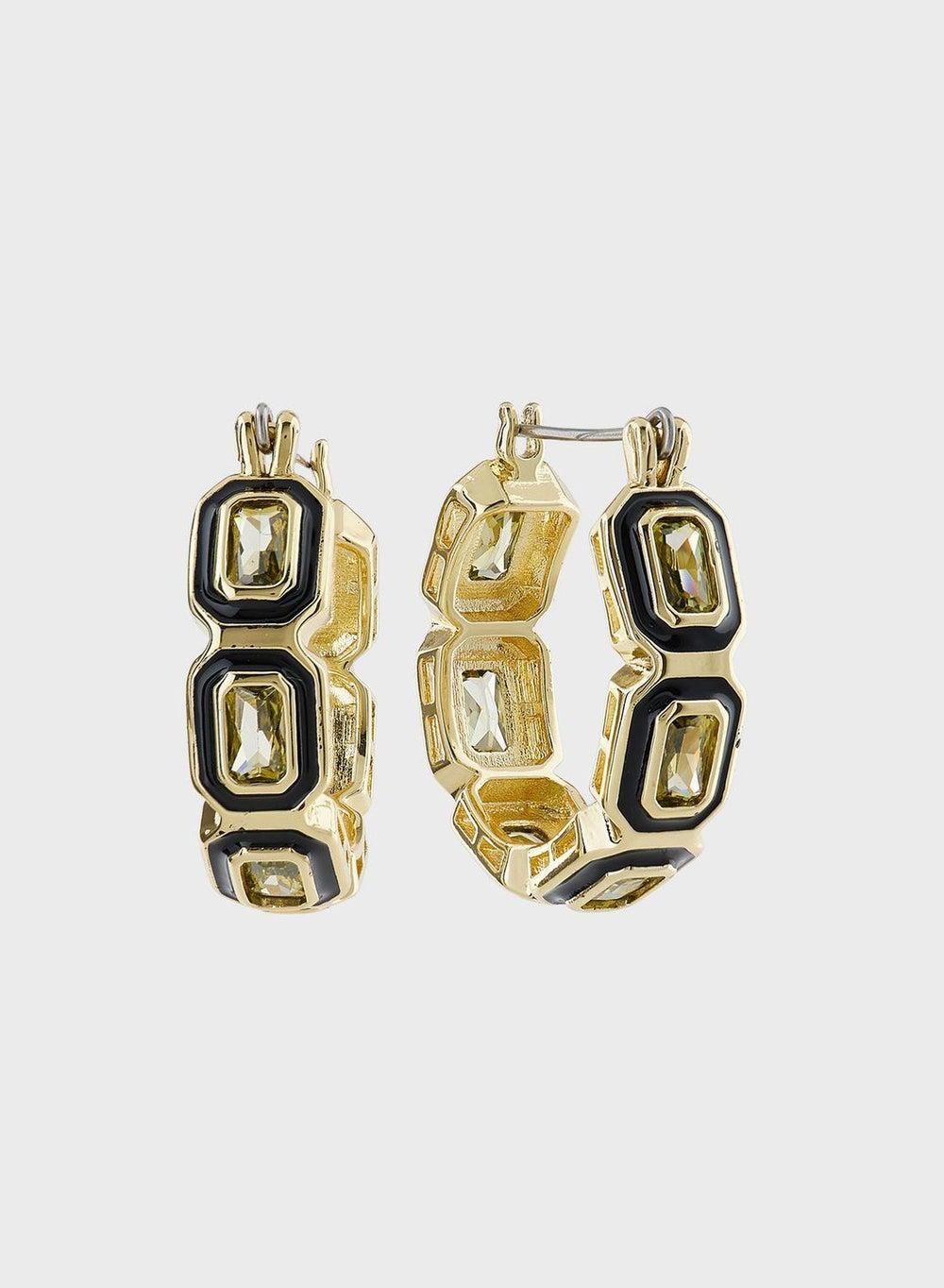 LUV AJ Emerald Bezel Geometric Hoop Earrings for Her - Image 1
