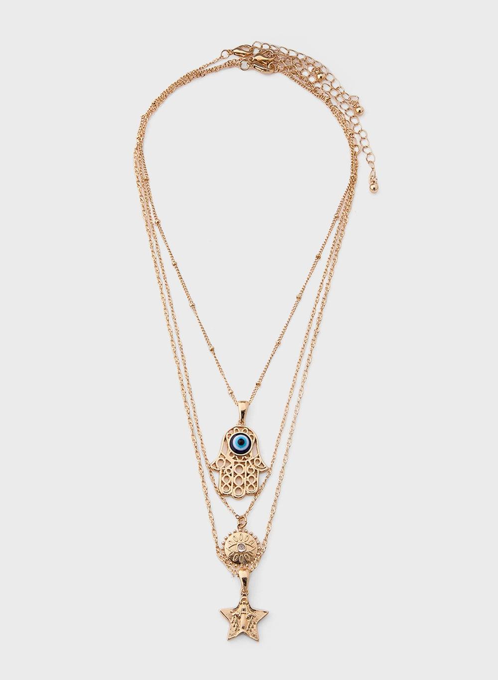 ELLA Mixed Pendant Necklace Set - Evil Eye & Star Motifs - Image 1
