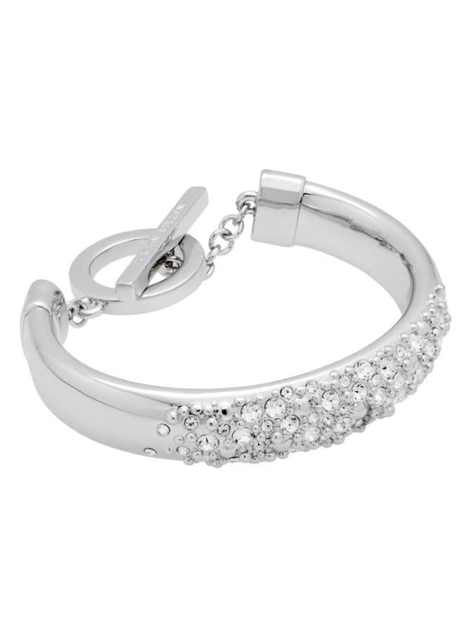 Karen Millen Silver-Tone Encrusted Hoop & T-Bar Bangle - Image 1