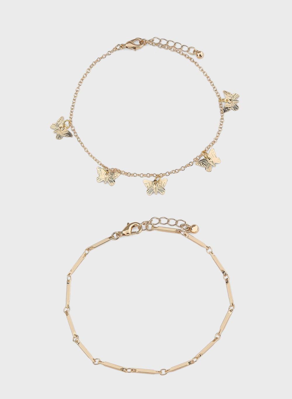 Butterfly Anklet Twin Set: Graceful Elegance for Her - Image 1