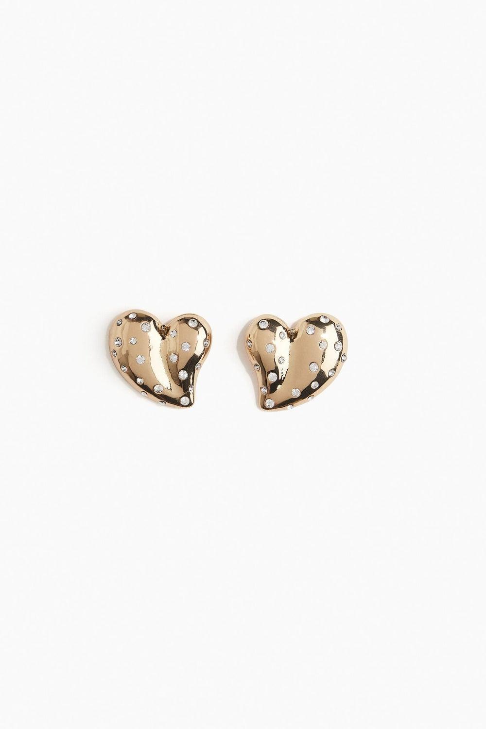 H&M Rhinestone Heart Earrings: Elegant and Playful - Image 1
