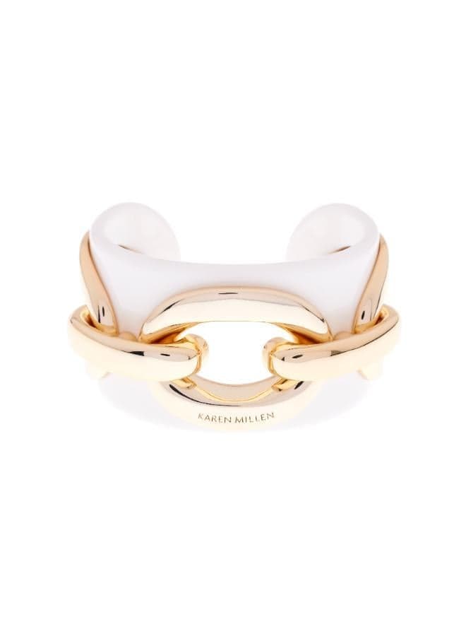 Karen Millen Gold-Tone & White Resin Chain Cuff - Image 1