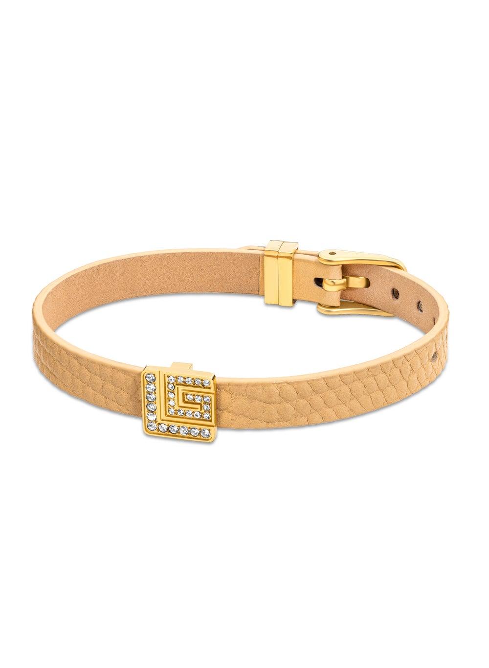 Guy Laroche Elise Beige Leather Bracelet - Timeless Elegance - Image 1