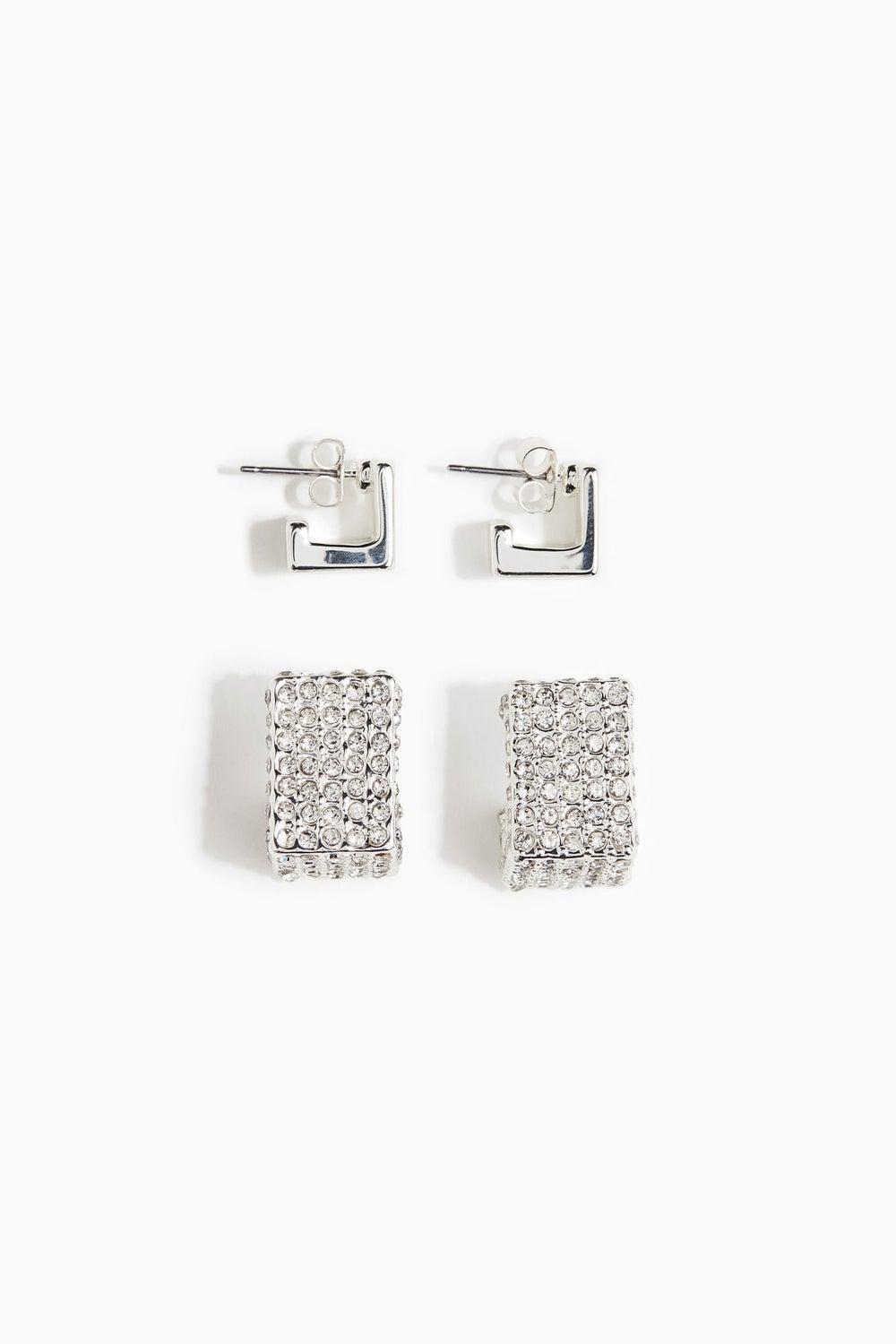 H&M Elegant Square Hoop Earrings Set - Dual Designs - Image 1