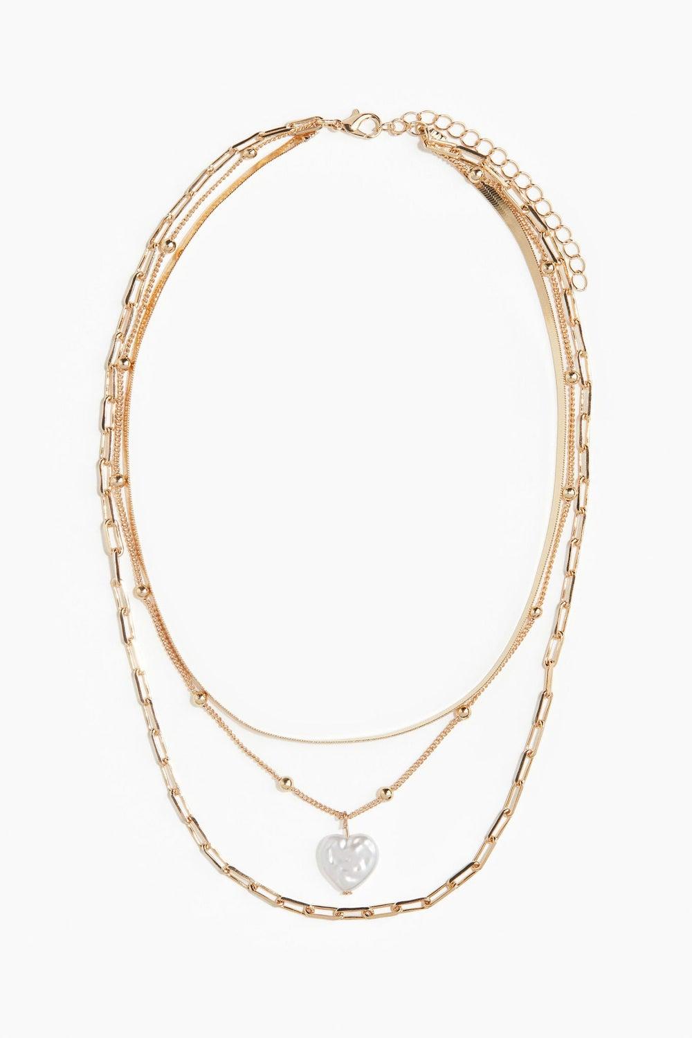 H&M Elegance Unveiled: Triple-Layer Heart Pendant Necklace - Image 1