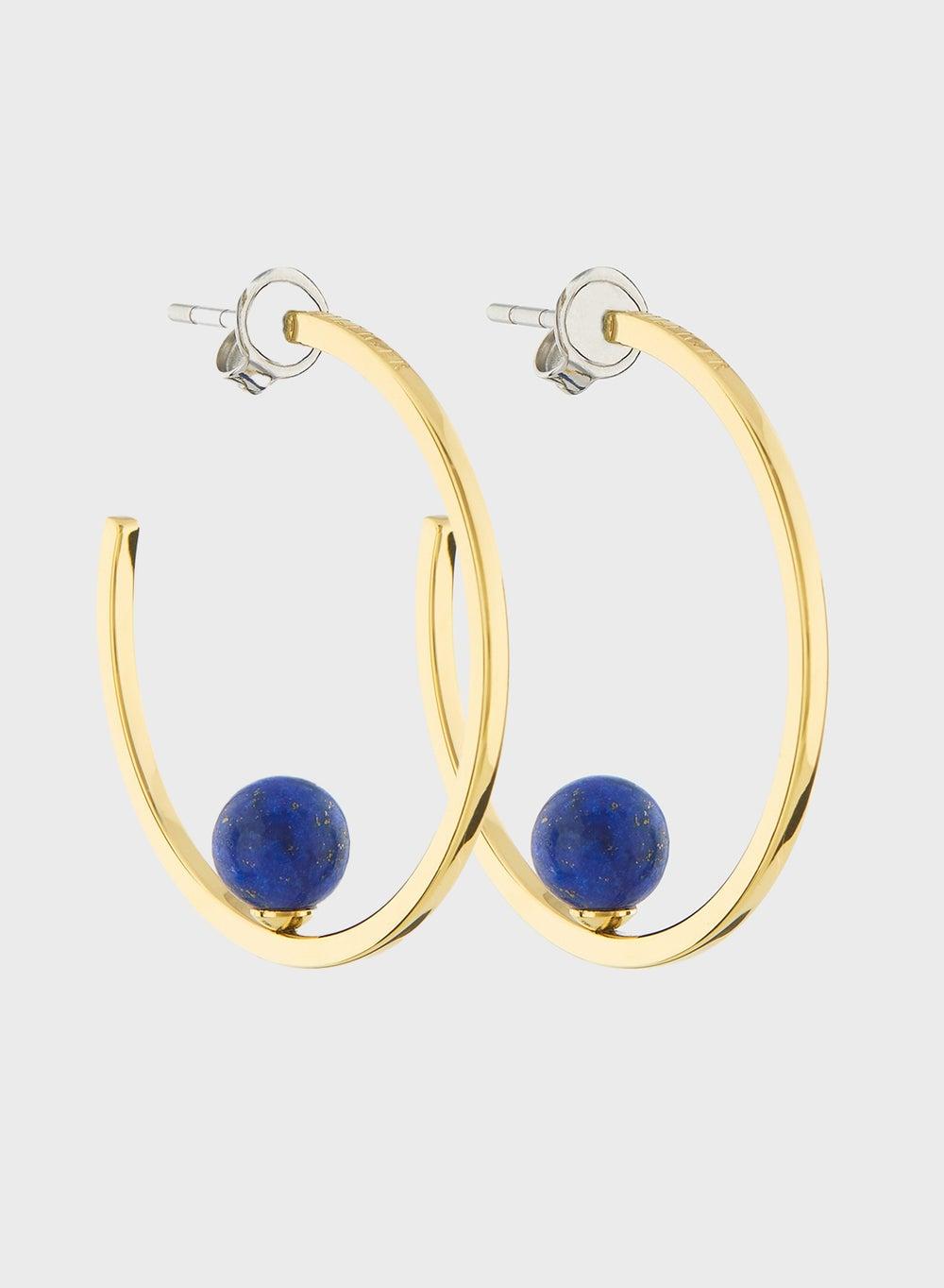 TOMMY HILFIGER Lapis-Adorned Gold-Plated Hoops - Image 1