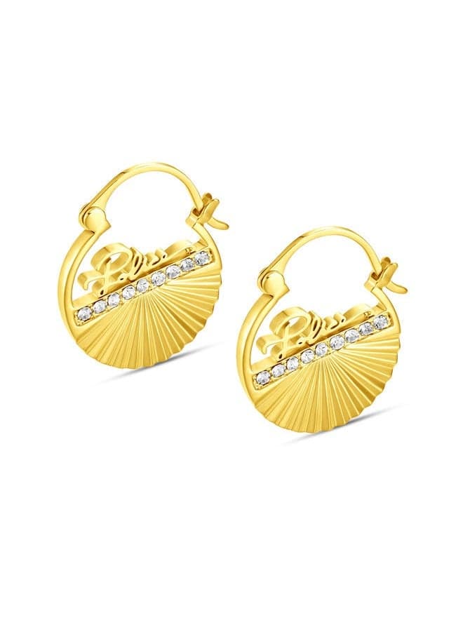 POLICE Gold-Plated Seashell Earrings with Crystal Accents - Image 1