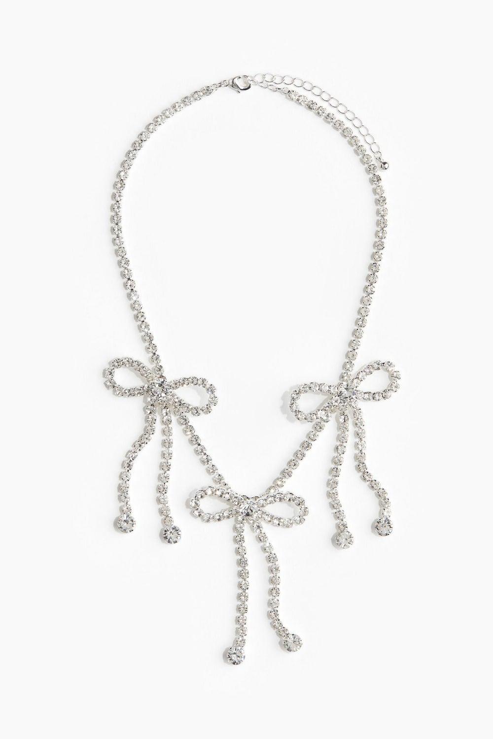 H&M Rhinestone Bow Necklace - Add Sparkle to Every Outfit - Image 1