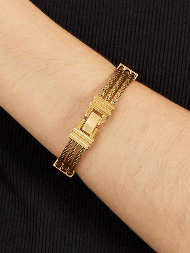 Styli Push Lock Textured Elegance Bangle for Women - Image 1
