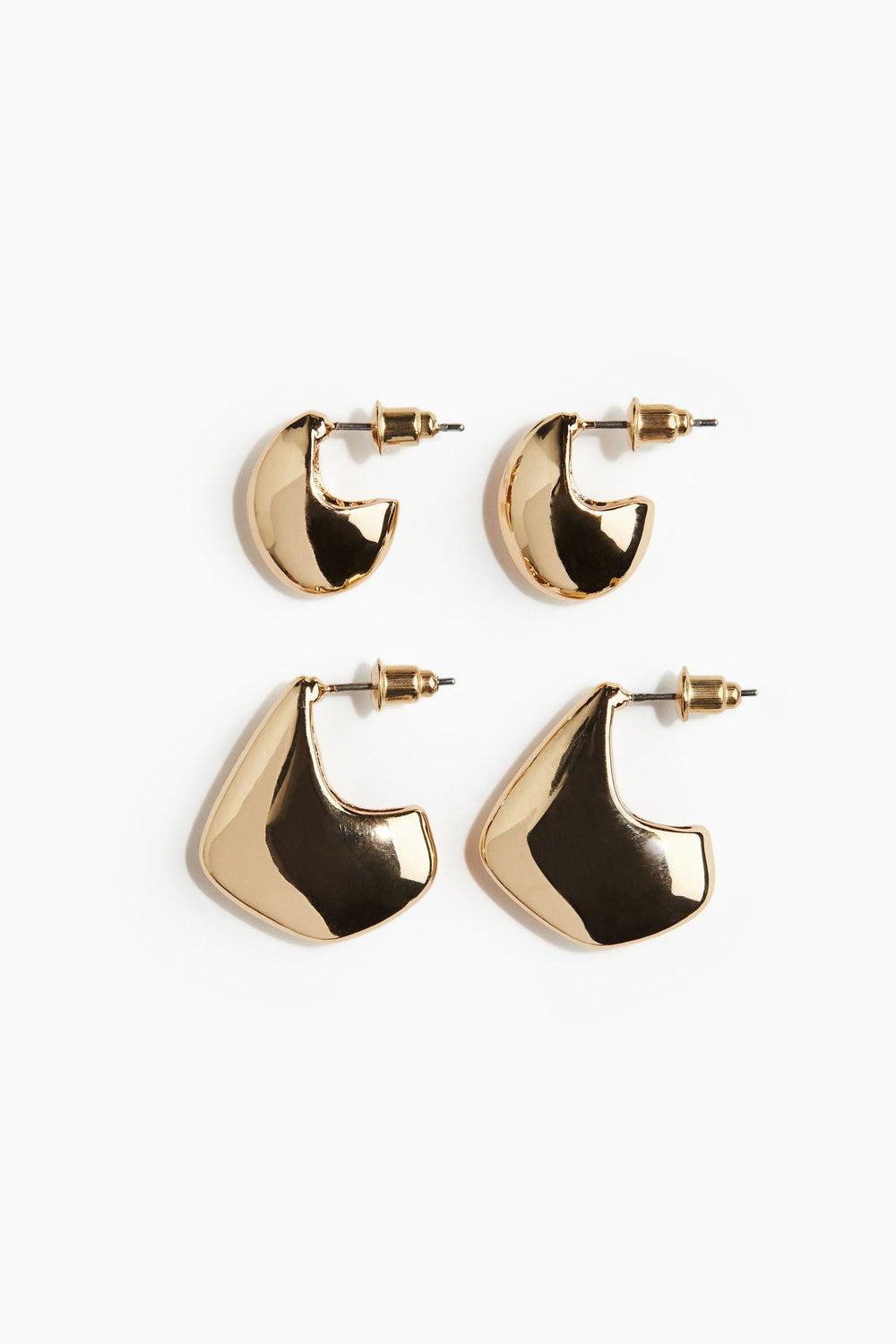 H&M Elegant Dome Earrings Duo - Chic Metallic Finish - Image 1