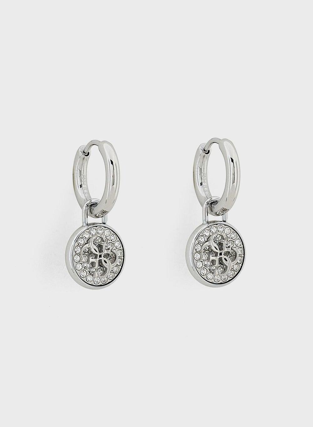 GUESS 4G Huggies: Luxurious Silver-Tone Women's Earrings - Image 1