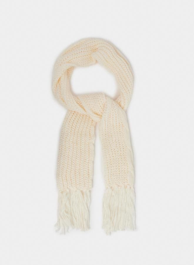 Styli Tasseled Edge Knitted Scarf - Elegance Unwrapped - Image 1