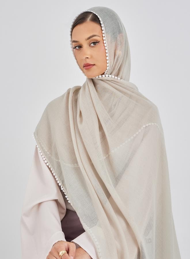 Elegant Styli Women's Lace-Edge Solid Scarf - Image 1