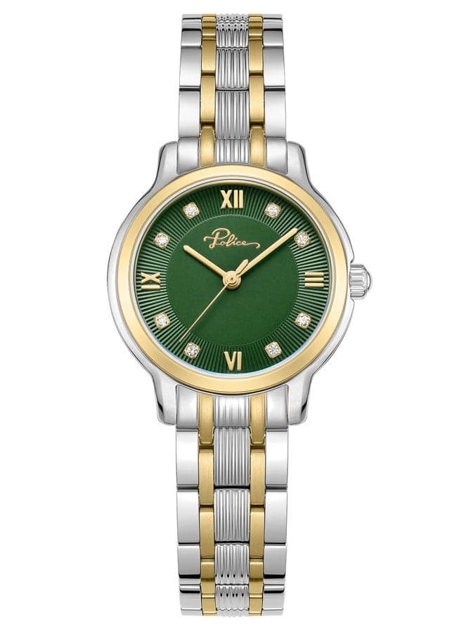 POLICE Silver/Yellow Gold 27mm Green Dial Women's Watch - Image 1