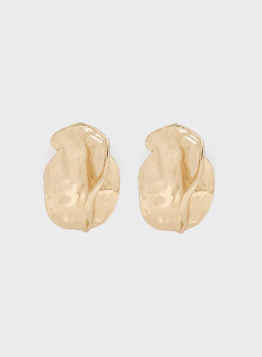 ELLA Abstract Molten Stud Earrings - Chic Metal Design - Image 1