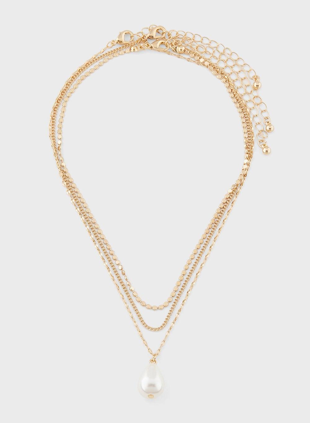 ELLA 3-Pack Pearl Pendant Elegance Necklace for Women - Image 1