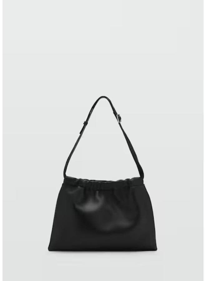 MANGO Chic Sack-Style Small Leather Shoulder Bag - Image 1