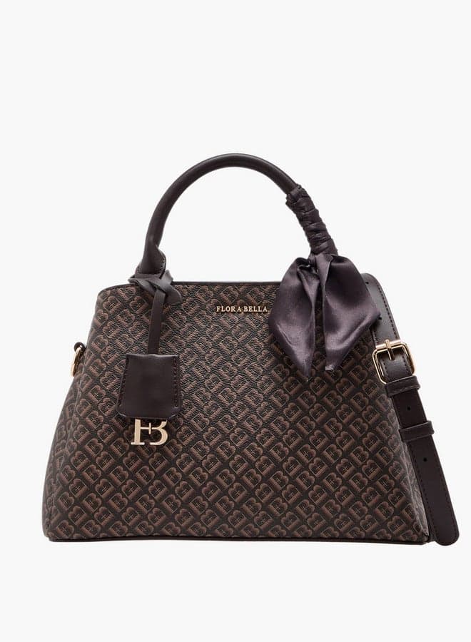 Flora Bella Monogram Tote with Scarf Detail - Elegant Carryall - Image 1
