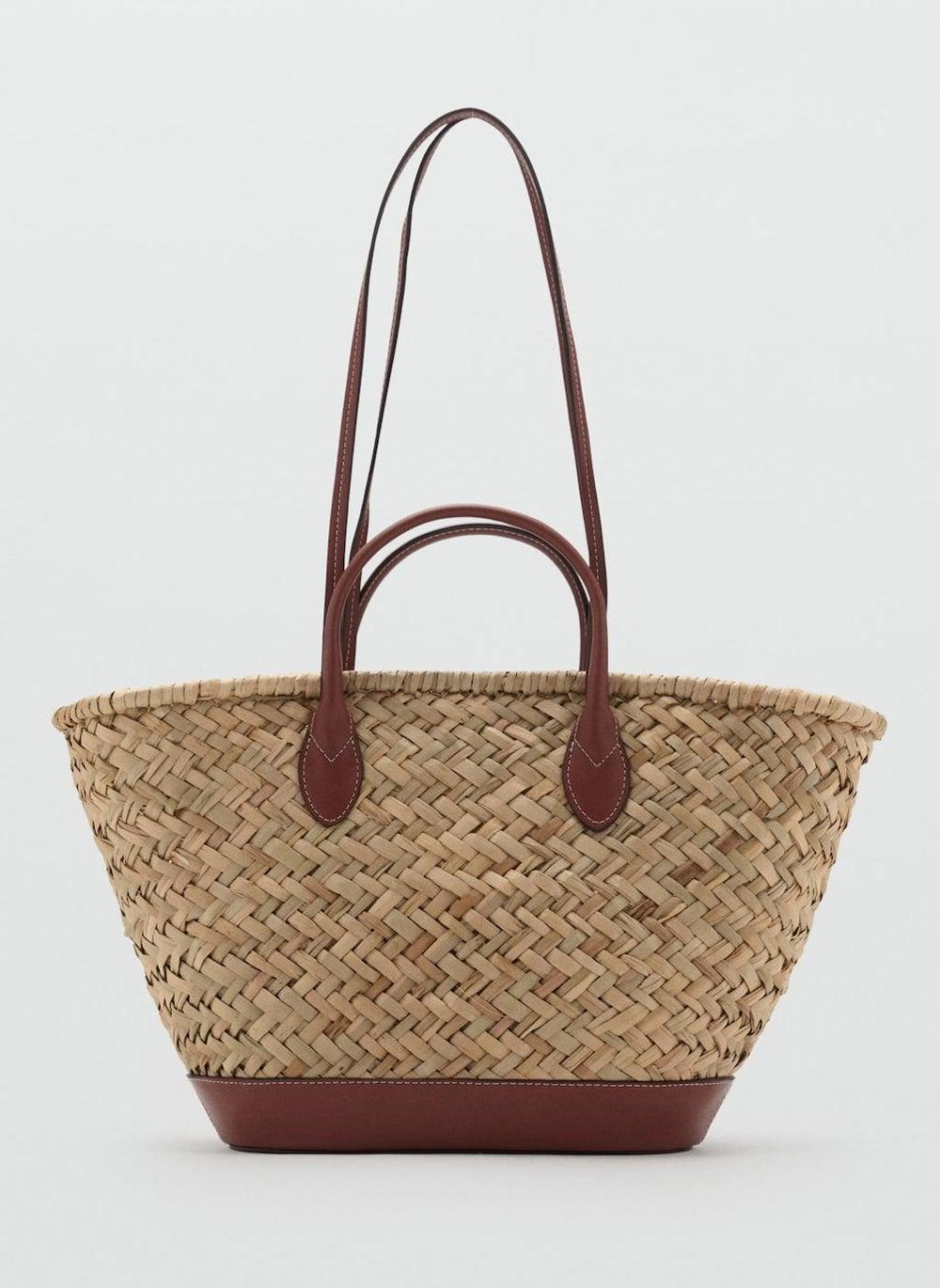 MANGO Elegant Straw Basket Tote with Dual Handles - Image 1