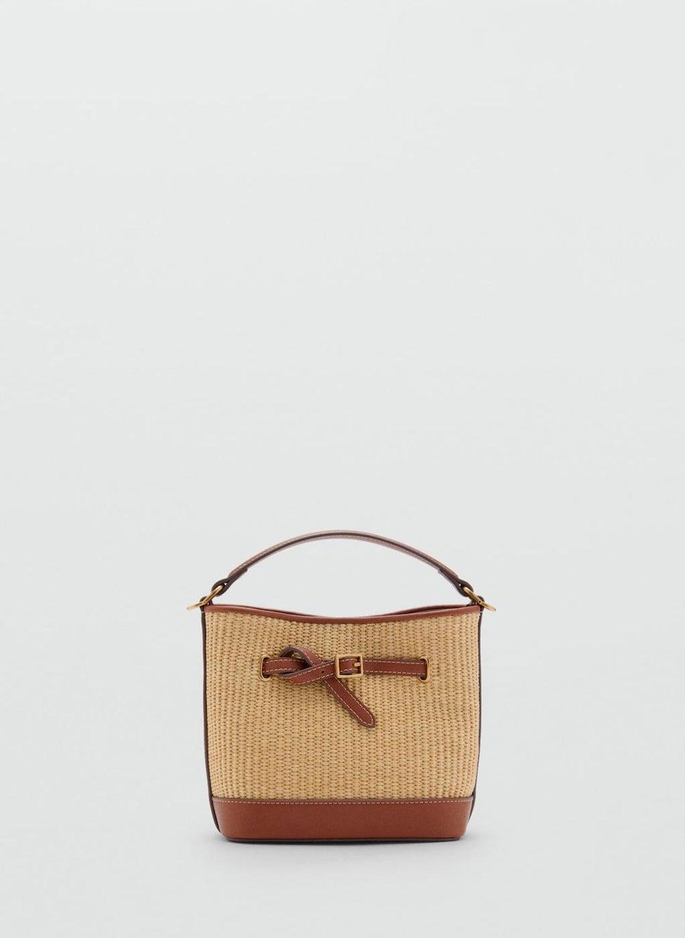 MANGO Women's Canvas Bucket Bag with Buckle Detail - Image 1