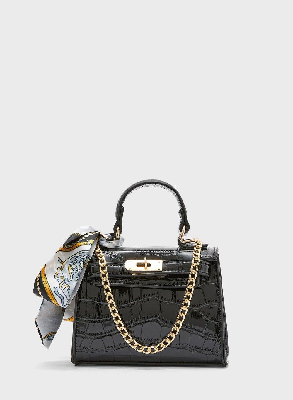 ELLA Mini Scarf-Detailed Handbag for Women - Image 1
