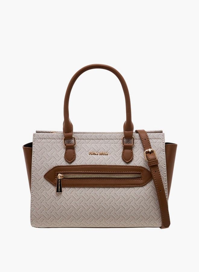 Flora Bella Monogram Tote Bag - Chic Zippered Elegance - Image 1