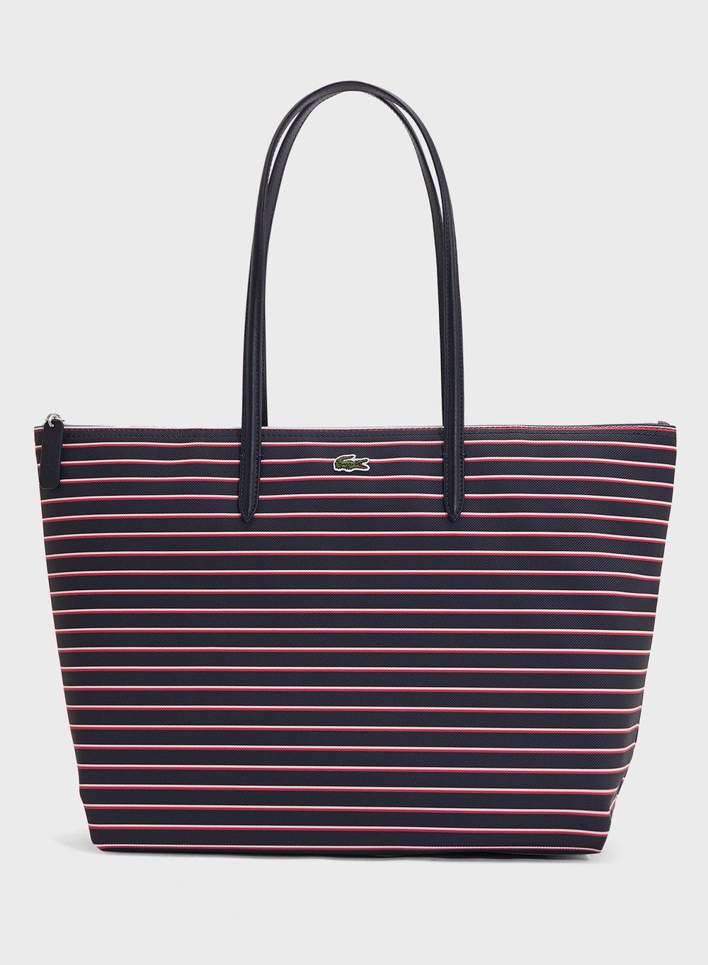 LACOSTE Essentials L 12 12 Inspired Striped Zip Tote - Image 1