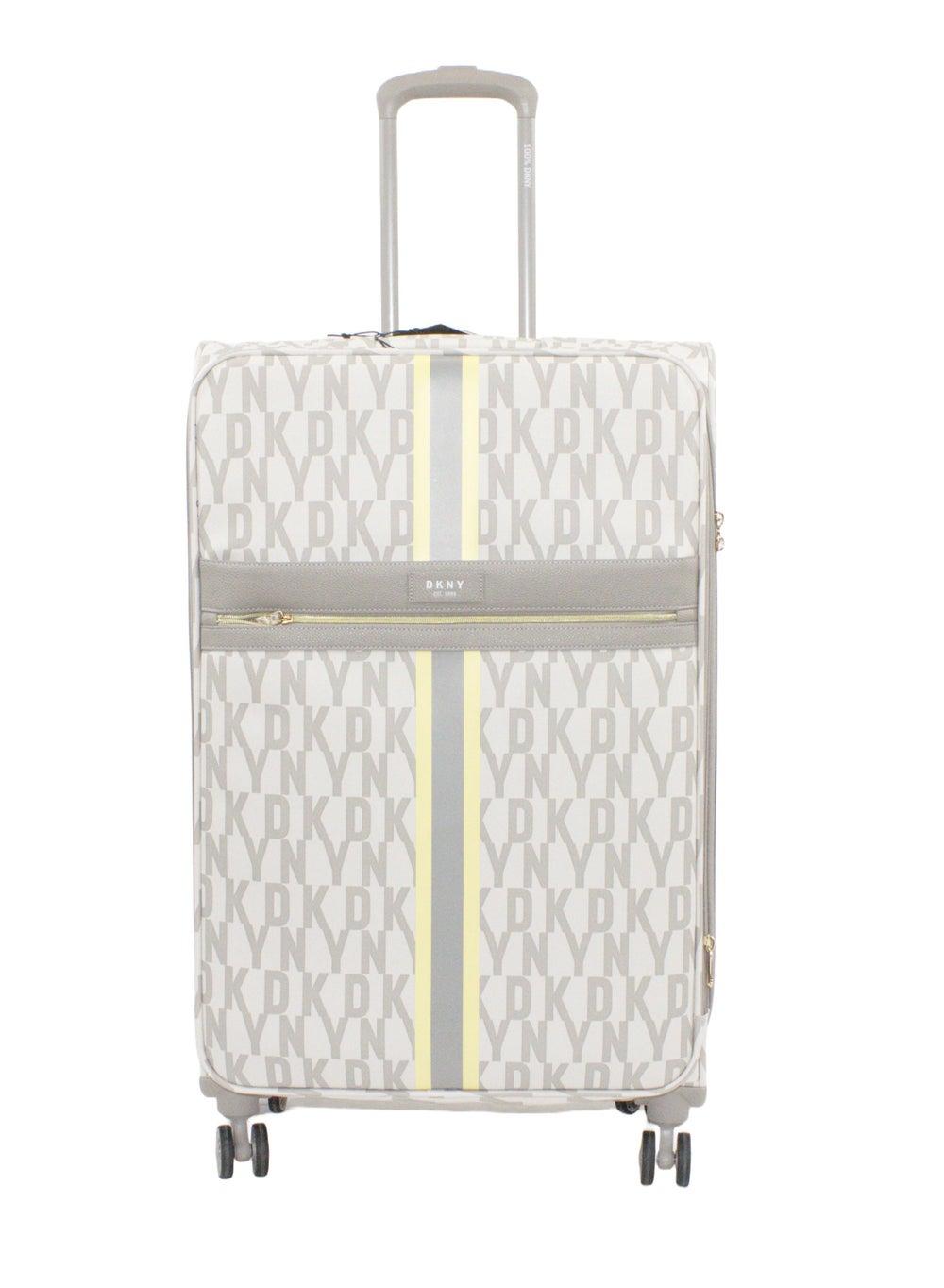 DKNY Signature Stripe 2.0 Greige/Yellow Lightweight Spinner Luggage - Image 1