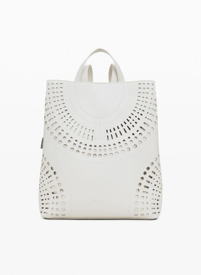 DESIGUAL Elegant White Perforated Medium Backpack - Image 1