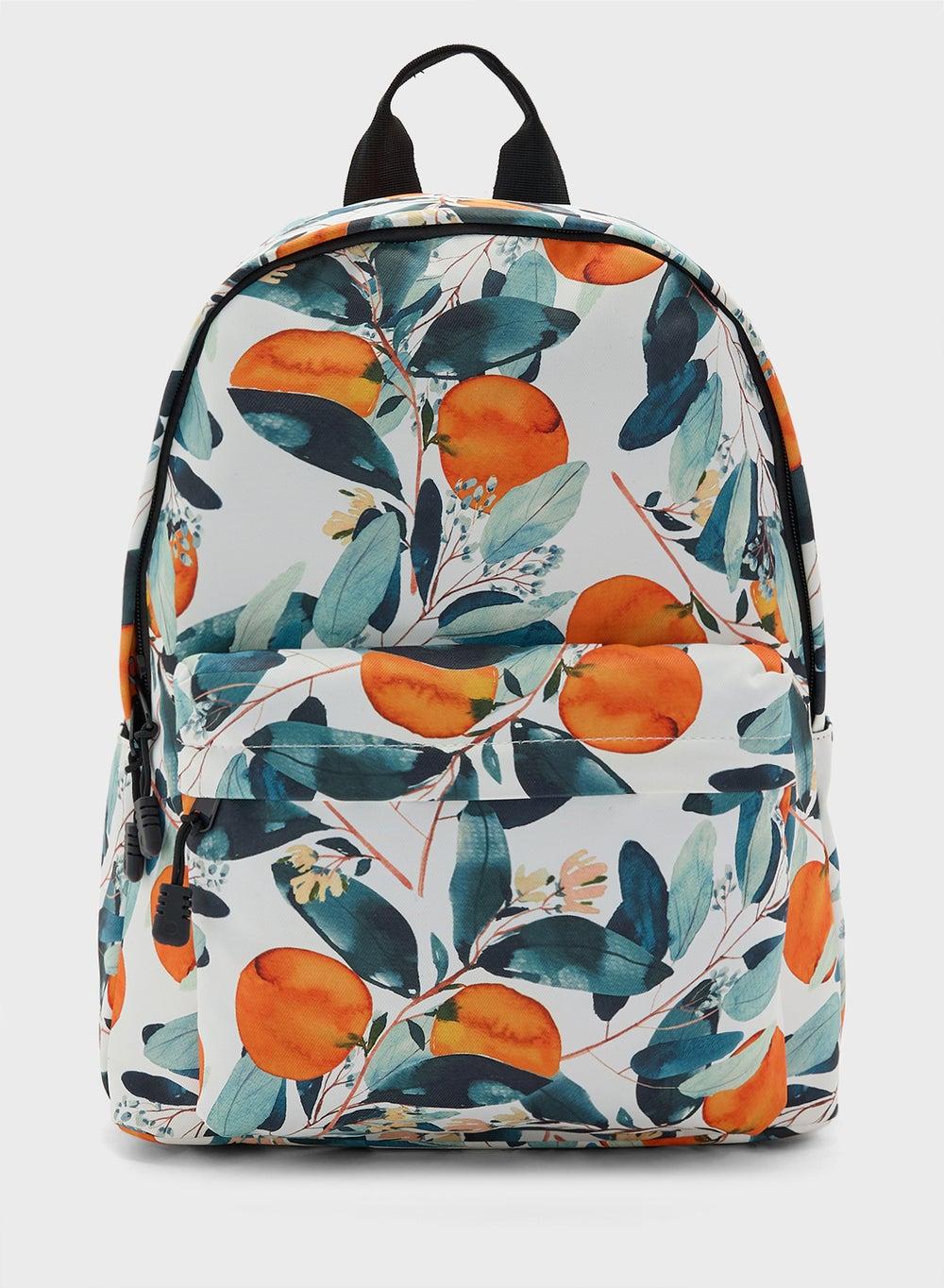 Chic Ginger Fruit Print Backpack - Elegance on the Go - Image 1