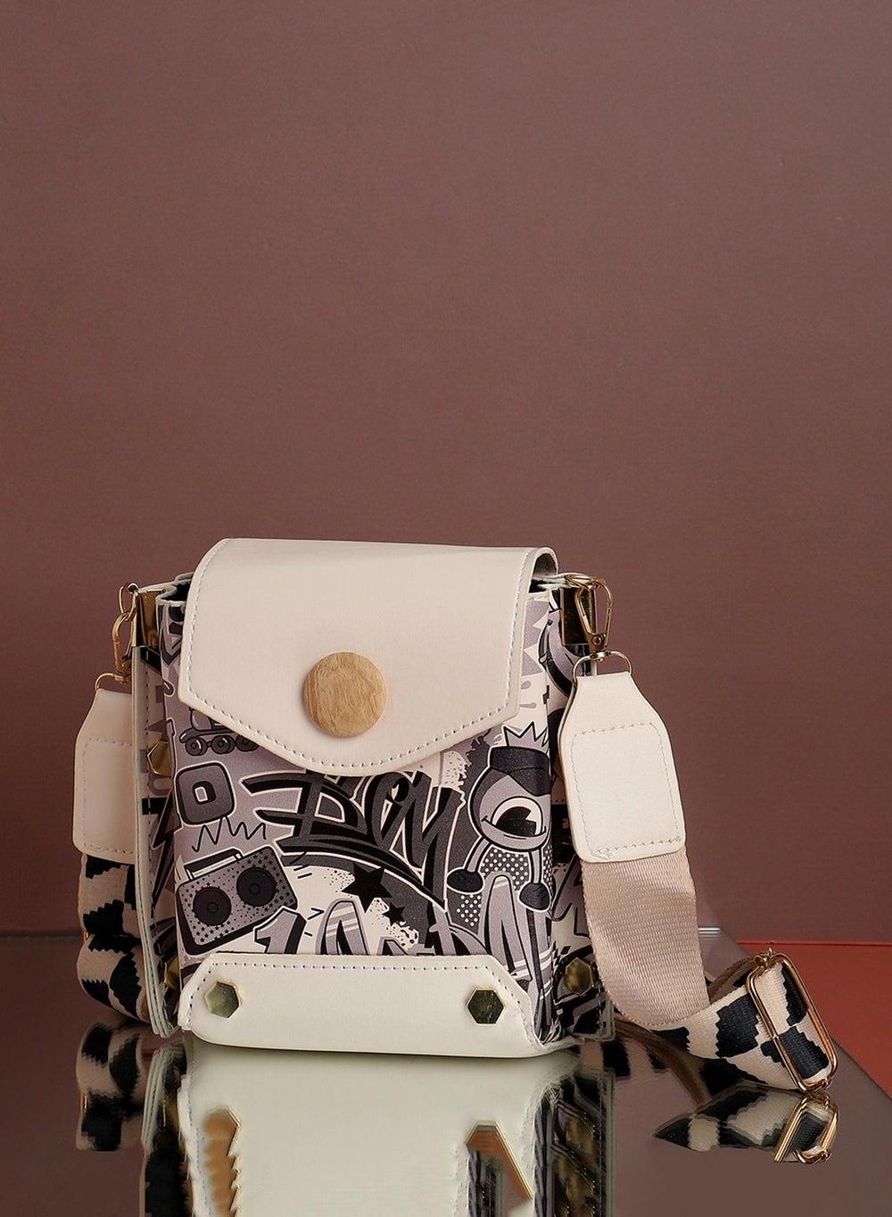 Haute Sauce Chic White Vegan Leather Sling for Women - Image 1