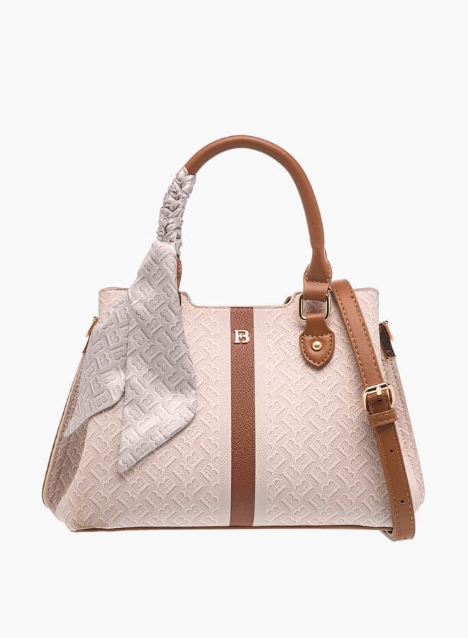 Flora Bella Colourblock Tote with Scarf Detail – Chic Elegance - Image 1