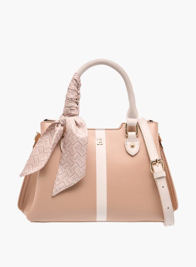 Flora Bella Colourblock Tote - Elegance with a Zip and Scarf Detail - Image 1