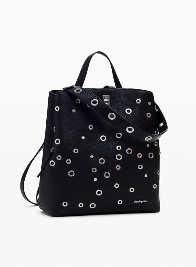 DESIGUAL Studded Elegance Backpack - Chic Black Medium - Image 1