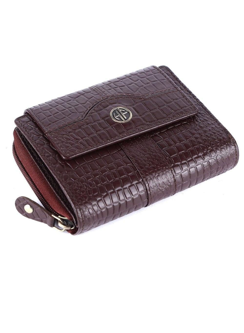 HAMMONDS FLYCATCHER Croc Brown Leather Wallet ZV1V with RFID - Image 1