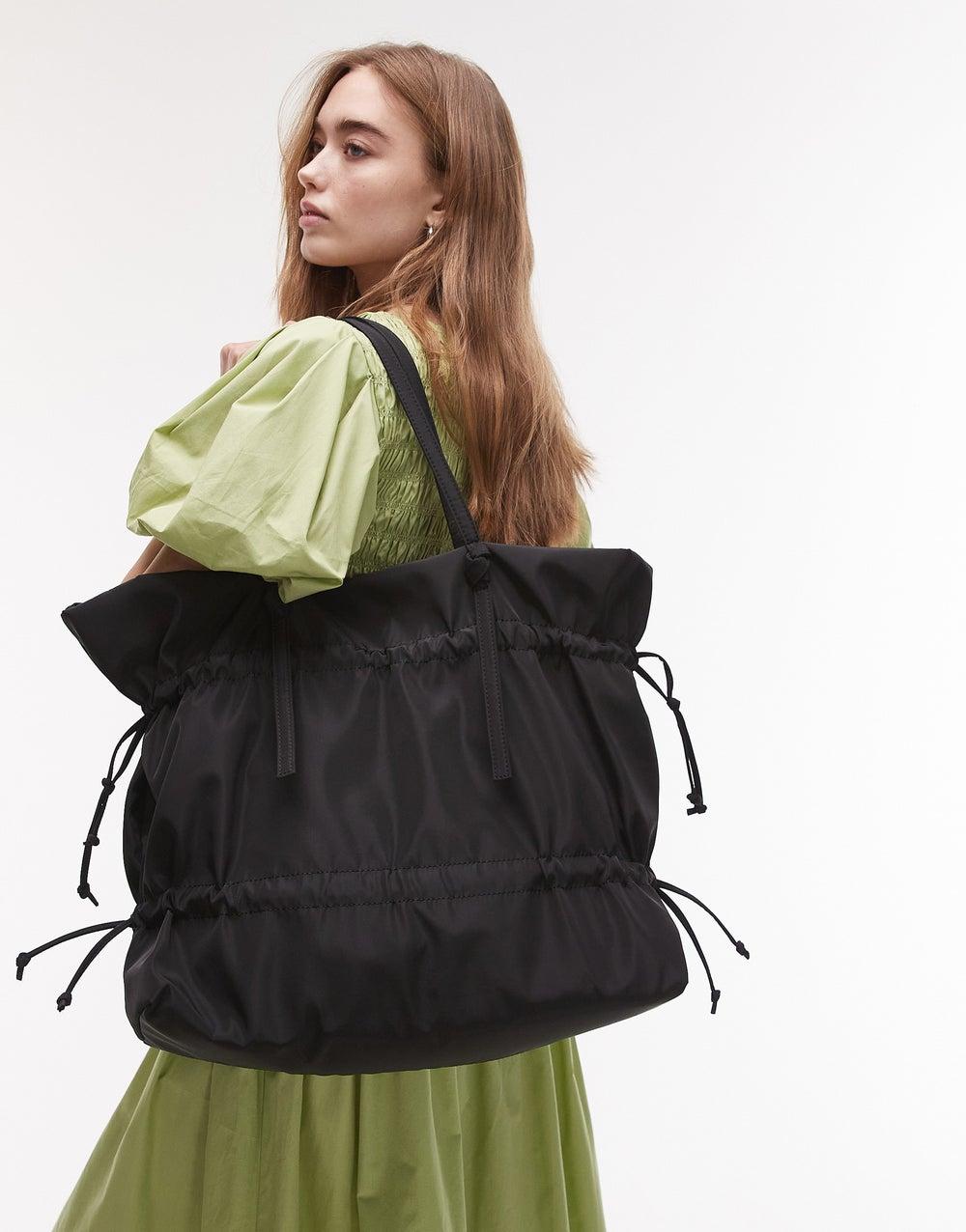 TOPSHOP Tino Nylon Ruched Elegance Tote for Women - Image 1