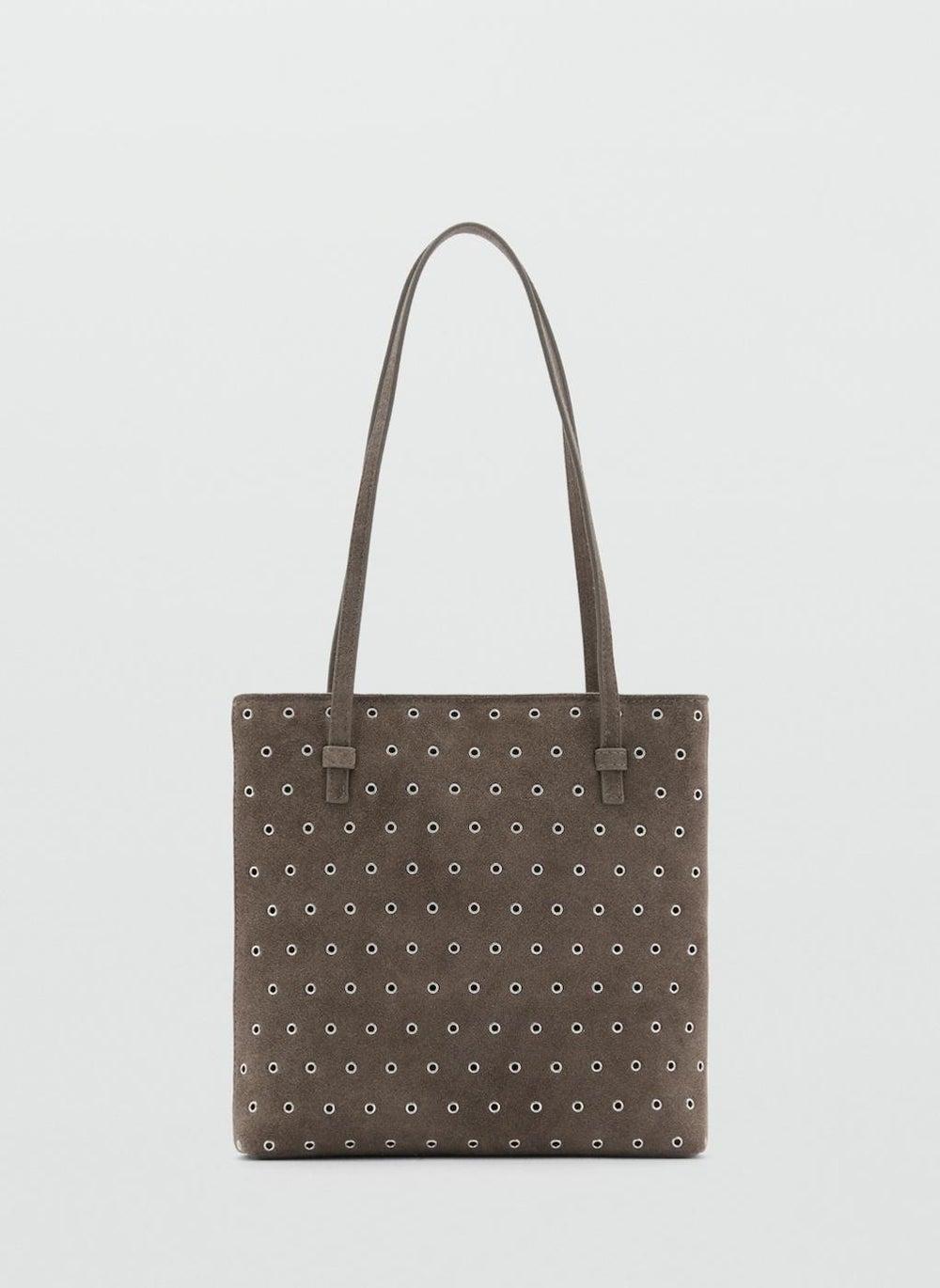 MANGO Die-Cut Leather Shopper: Petite Elegance - Image 1