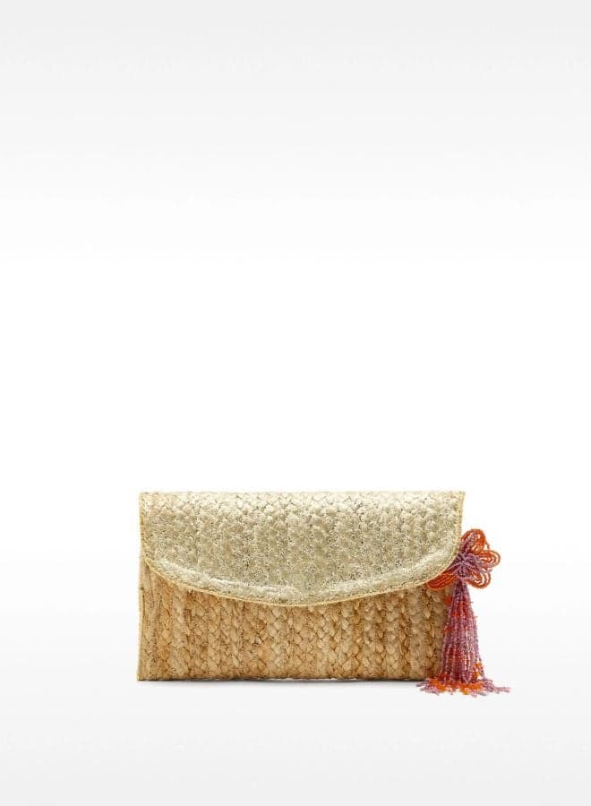PARFOIS Brown Metalized Jute Elegance Party Bag - Image 1