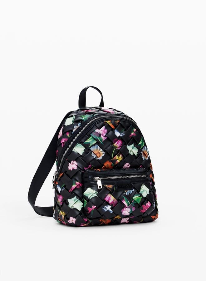 DESIGUAL Floral Elegance: Compact Women's Black Backpack - Image 1