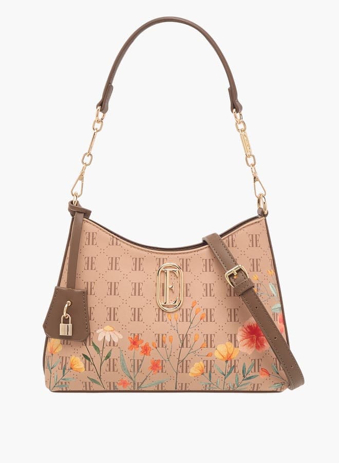 ELLE Monogram Elegance Women's Shoulder Bag with Adjustable Strap - Image 1