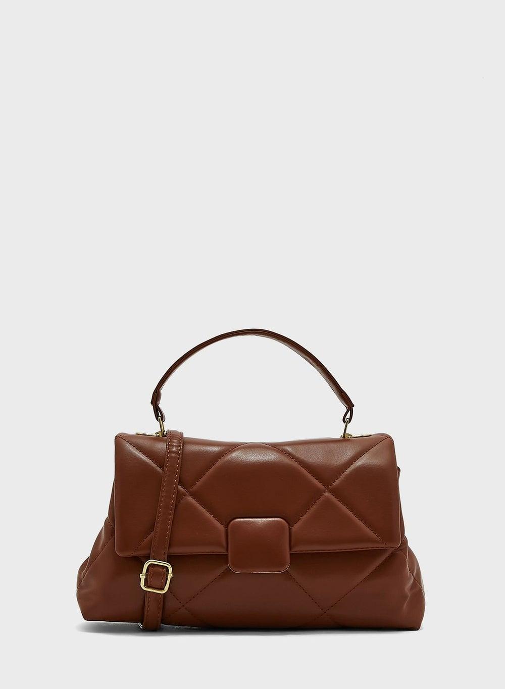 ELLA Quilted Square Buckle Satchel - Elegance on the Go - Image 1
