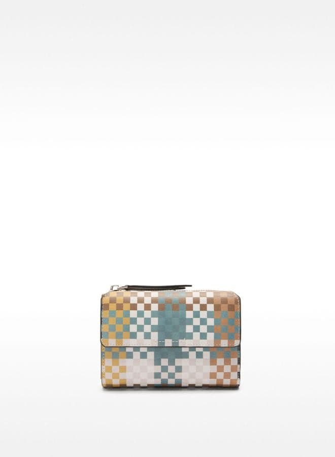 PARFOIS Elegance Unfolds: Blue Squares-Printed Wallet - Image 1