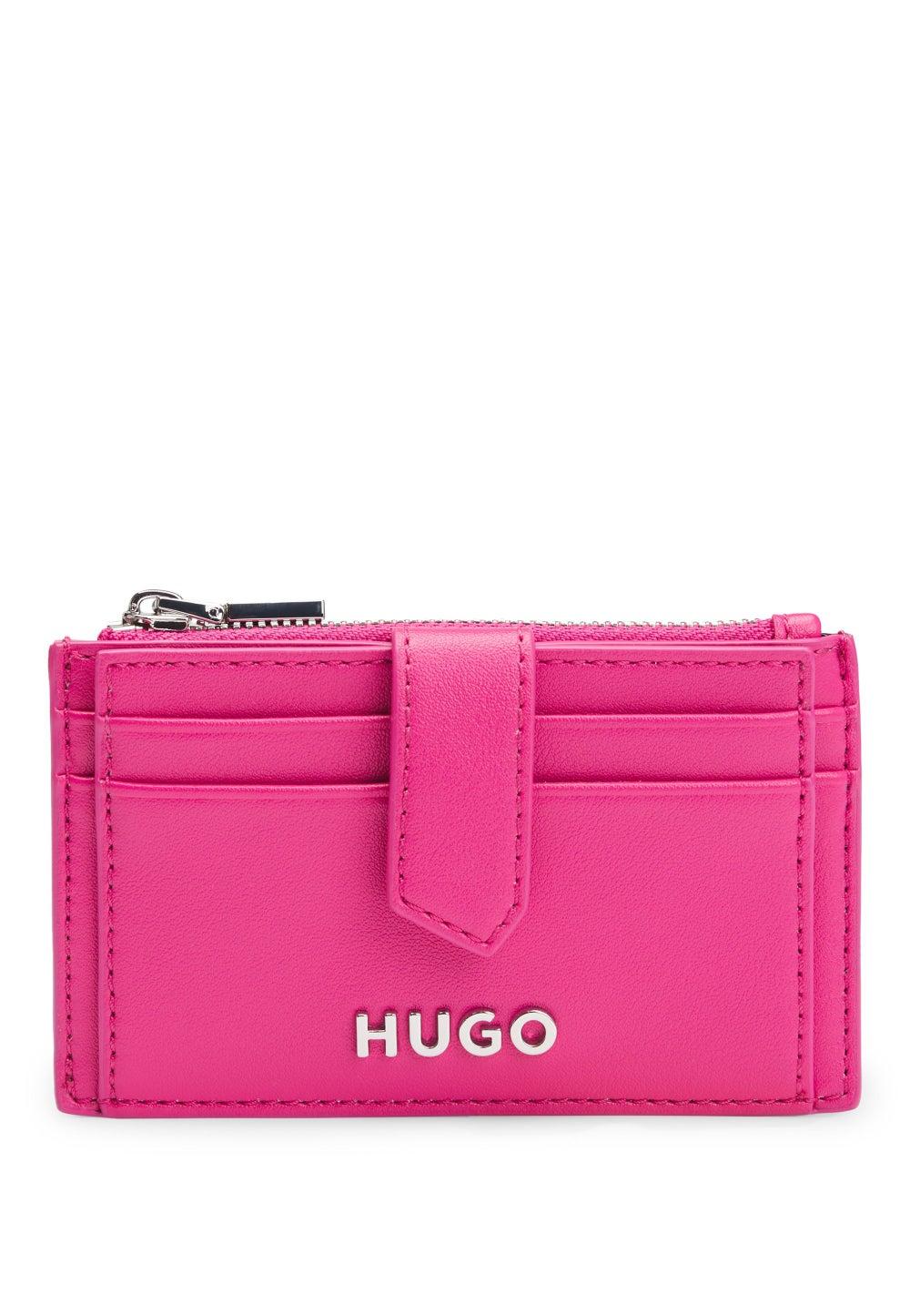 HUGO Chic Faux-Leather Logo Card Holder for Women - Image 1