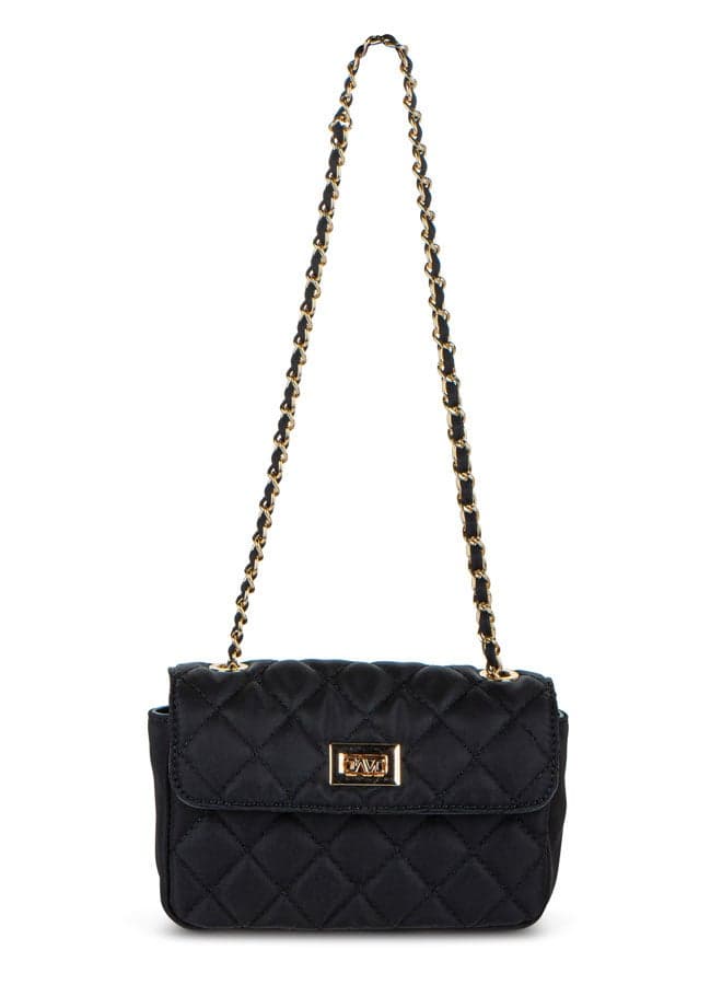 Vincci Black Quilted Elegance Shoulder Bag with Chain Detail - Image 1