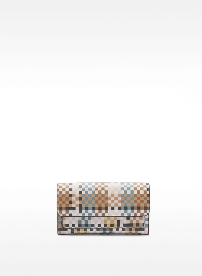 PARFOIS Elegance in Blue: Women's Squares-Printed Wallet - Image 1