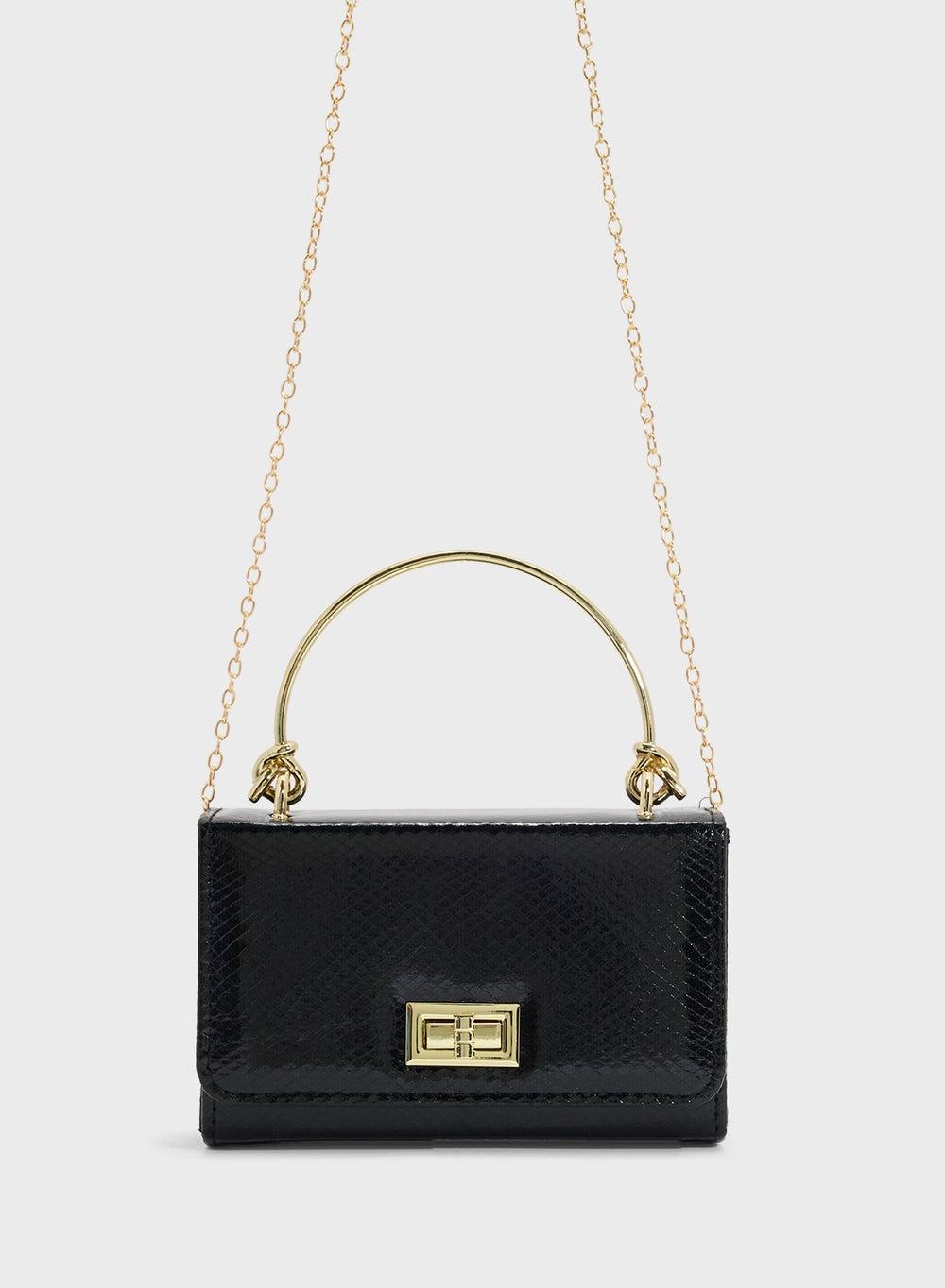 Ella Limited Edition Snake Print Satchel with Metal Handle - Image 1