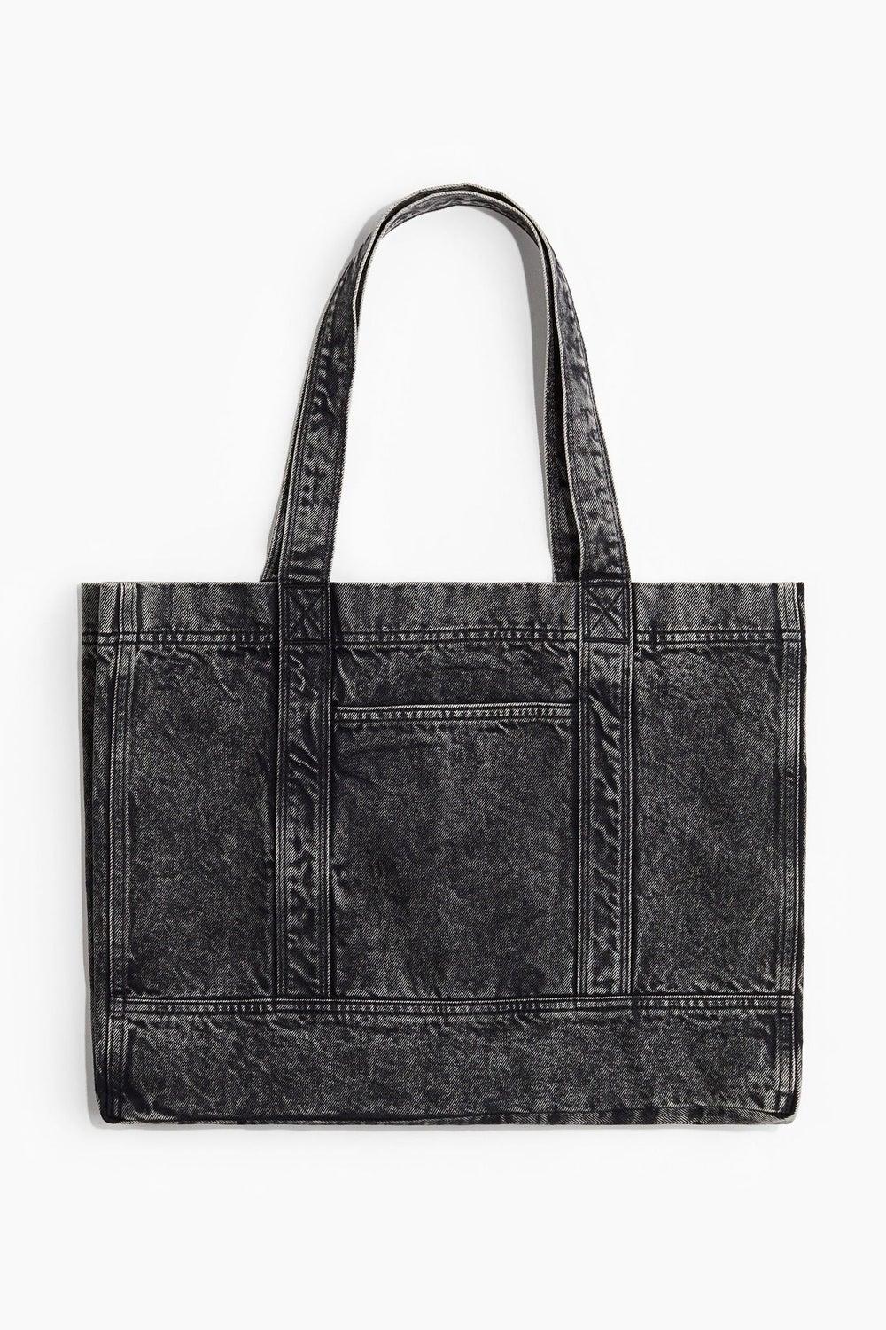 H&M Washed Denim Elegance Shopper Bag - Image 1