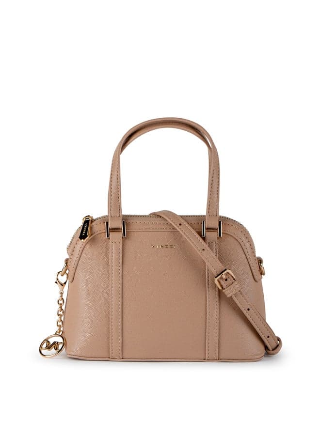 Elegant Vincci Satchel in Brown with Chic Chain Detail - Image 1