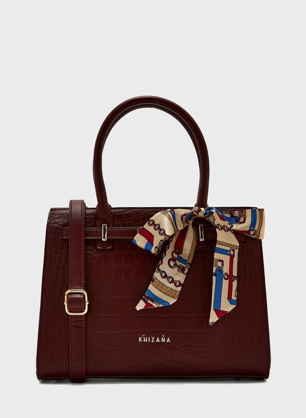 Khizana Croc-Textured Elegance Handbag for Evening Glamour - Image 1